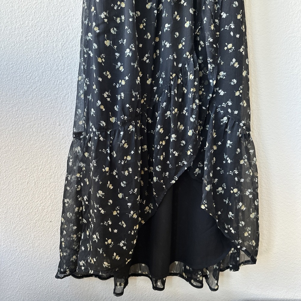Abercrombie and Finch Floral Wrap Midi Dress Flutter Sleeves Black/White Size XX - Picture 4 of 6